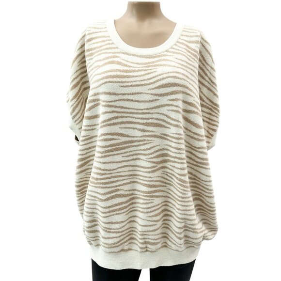 Barefoot Dreams CozyChic Ultra Lite Dolman Short Sleeve Zebra Print Pullover 2X - Picture 1 of 11